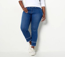 CZ3216 Belle by Kim Gravel TripleLuxe Reg Denim Cropped Straight-Leg SIZE 4