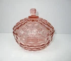 Pink Peach Glass Colony Whitehall Covered Candy Dish.