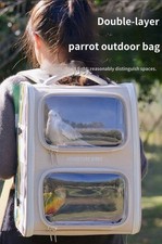 Double-Layer Bird Carrier Backpack Ventilated Parrot Travel Bag for Small Birds