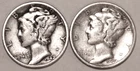 (2) Mercury Dimes - 1942D(Extra Fine) 1942S(Extra Fine) - #3994ED FREE SHIPPING