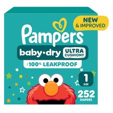 Diapers Size 1 252 Count Absorbent Disposable Pampers 8-14 Baby overnight 0.36 per diaper