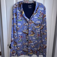 Nick Nora Doggy Bath Time Dog Novelty Print Pajama Lounge Top Stretchy Knit XL