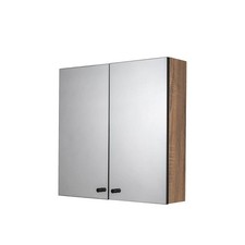 Croydex Bathroom Cabinets Wall Mounted Mirrored Double Door Matt Brown 60x60x18