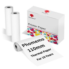 Phomemo 110mm Thermal Printer Paper 3 Rolls, Compatible with 4.33'', white