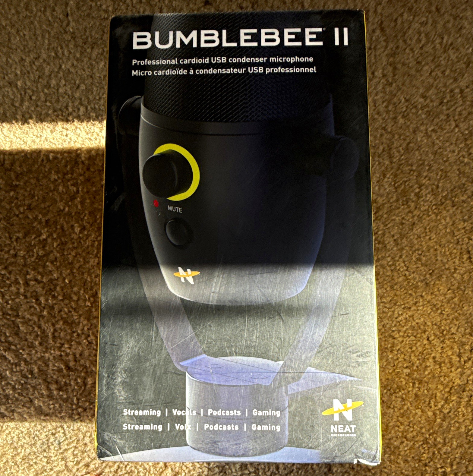 Neat Bumblebee II USB/USB-C Cardioid Condenser Mic, Mute, Gain, Mix, Black