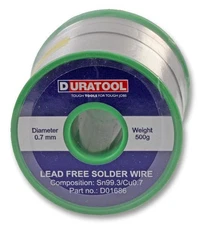 DURATOOL - Lead Free Solder Wire, 0.7mm, 500g