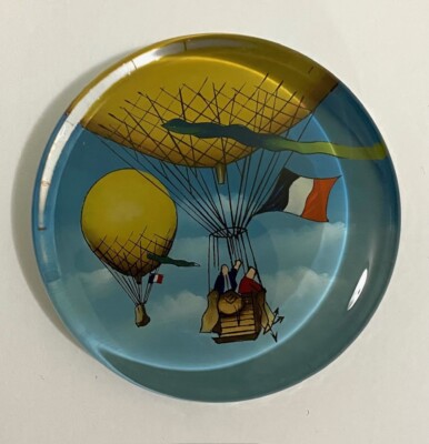 Vtg Hot Air Balloon Glass Paperweight Unique Authentic Models Inc French Flag 4''