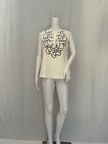 BOUTIQUE MOSCHINO Cream Polyester Crepe Sleeveless Top US6 I40 F36 GB8