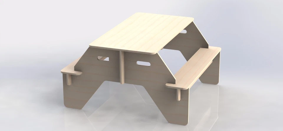 Table With Benches - Project To Cut on CNC Router Vector DXF File Woodwork 050 - Image 3 of 4