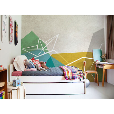 Geometric Origami Ship Figures Self adhesive removable wallpaper Easy stick