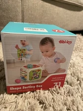 Montessori Toys for Toddlers 1 Years, 7-in-1 Activity Cube, Shape Sorter Toy NIB