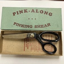 Vintage Pink -Along Pinking Shears with Original Box Black Handle