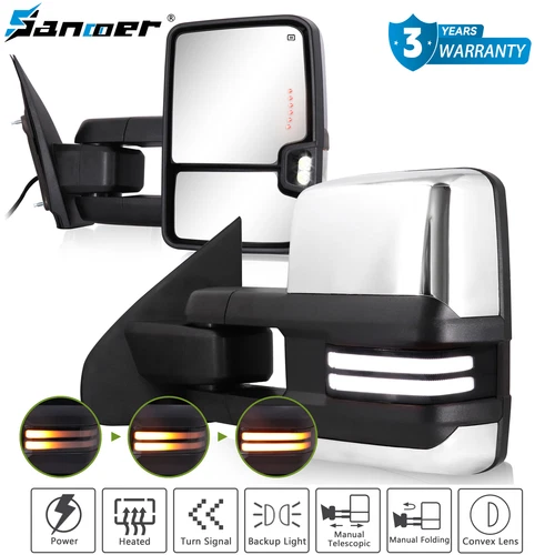 Pair Tow Mirrors Switchback For 2014-2019 Chevy Silverado Sierra 2500HD 3500HD