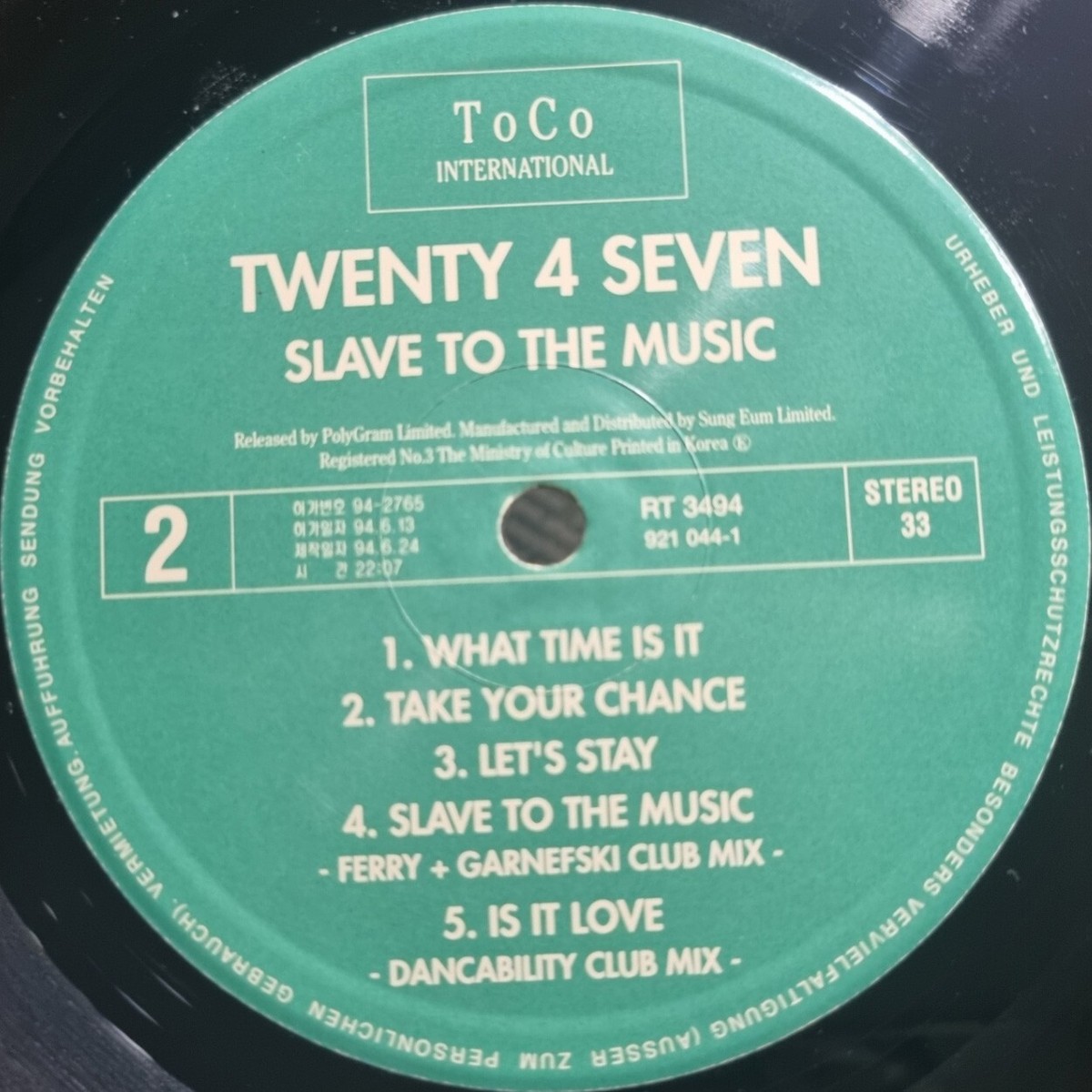 EX Promo / TWENTY 4 SEVEN - Slave to the Music [ 1994 Korea Orig