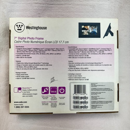 Westinghouse 7" Digital Photo Frame Model DPF-0702 128mb flash Memory - New - 第 5/6 張圖片