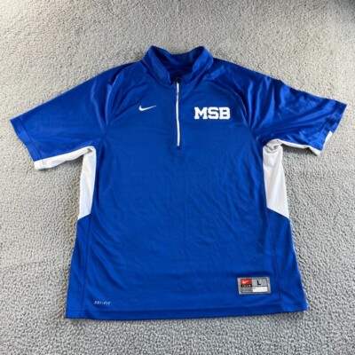 NEW Nike Team Sweater Mens Large Blue Sweatshirt Dri-Fit Pullover Zip MSB Sports