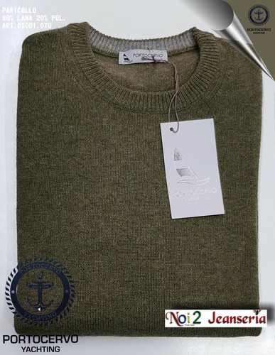MAGLIA PORTOCERVO GIROCOLLO LANA VERDE MIS. M L XL XXL - Imagen 3 de 3