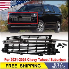 New Front Grille With Chrome Center Trim For 2021-2024 Chevrolet Suburban Tahoe