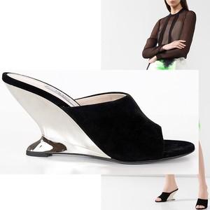prada silver wedge sandals
