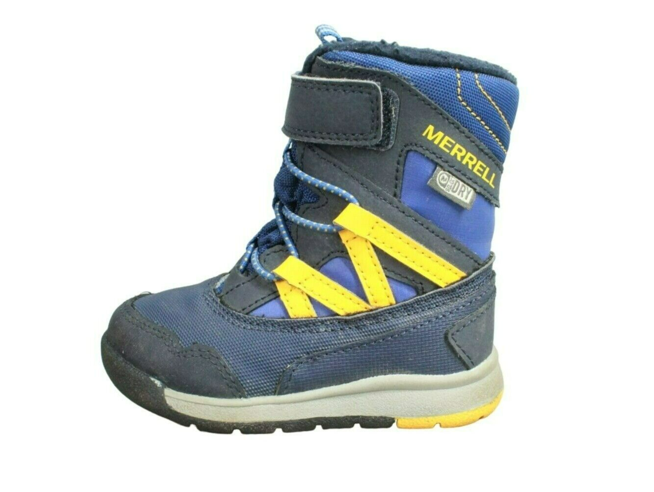 Stivali invernali Merrell M Snow Crush Jr bambini blu pelle stringati impermeabili taglia 5 M