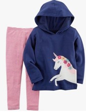 Girls Unicorn Hoodie Pant Set Outfit 2 pc Top Bottom Legging 24M