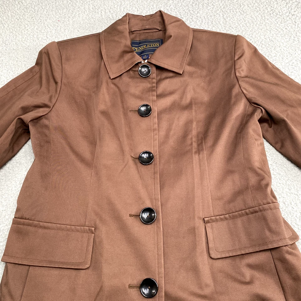 Pendleton пальто женщин 4 длиной красный парка куртка на пуговицах в горошек подкладка дождя - Изображение 3 из 4