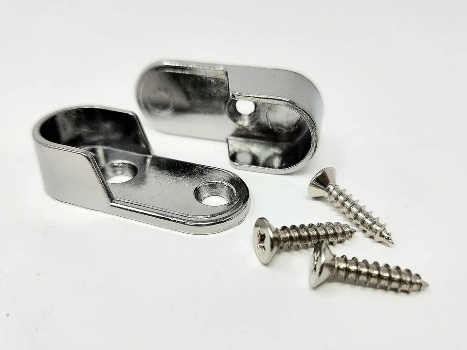 Paquete de 4 cajas varillas de armario de acero soldado ovalado premium con soportes finales Foto 4 de 4