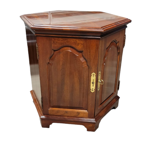 KLING Solid Cherry Traditional Style Hexagonal Storage End Table