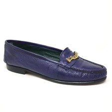 Gucci GG Horsebit Loafers Flats Shoes Womens Size 6 US 36 Purple Genuine Lizard