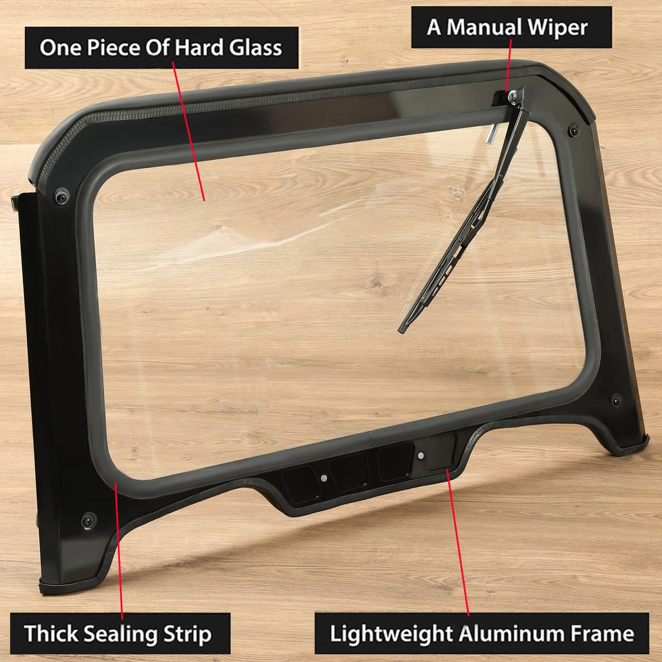 For 2019-23 Polaris RZR XP/ XP4 1000 Black Aluminum+Glass Front Full Windshield - Image 3 of 4