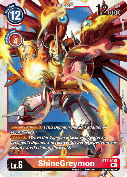 ST7-10 ShineGreymon Rare Mint Digimon Card