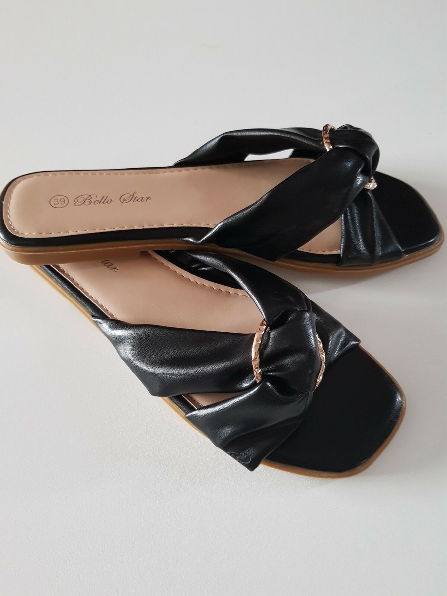 Nasty Gal BELLO STAR CIRCLE BUCKLE CROSS STRAP SQUARE TOE SANDALS SIZE