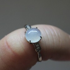 Size 6 1/4 CERTIFIED Natural Grade A Untreated Icy Jadeite Jade S925 RING 248