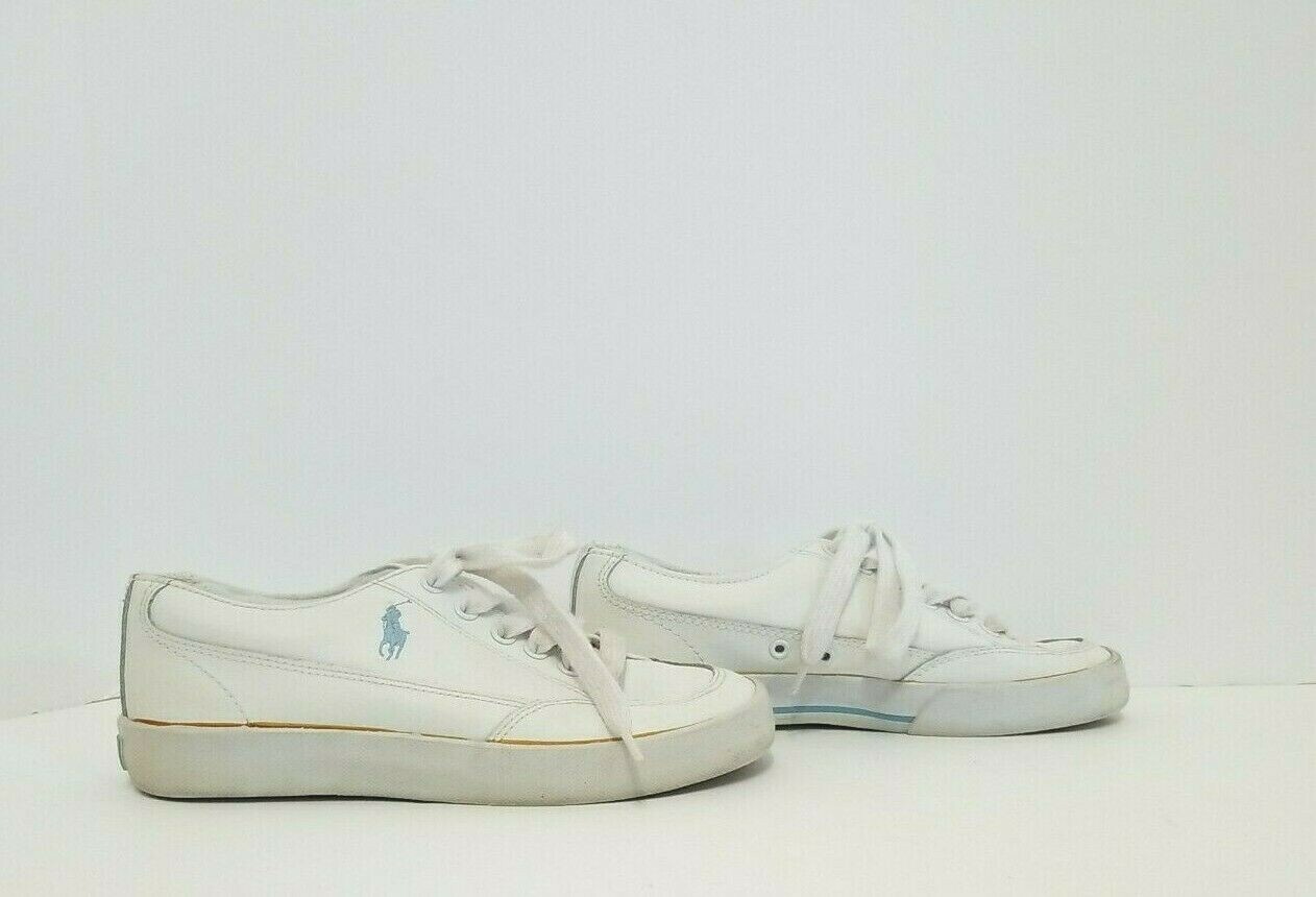 PONY Polo Ralph Lauren scarpe pelle sneakers bianche stringate basse donna 6 5B