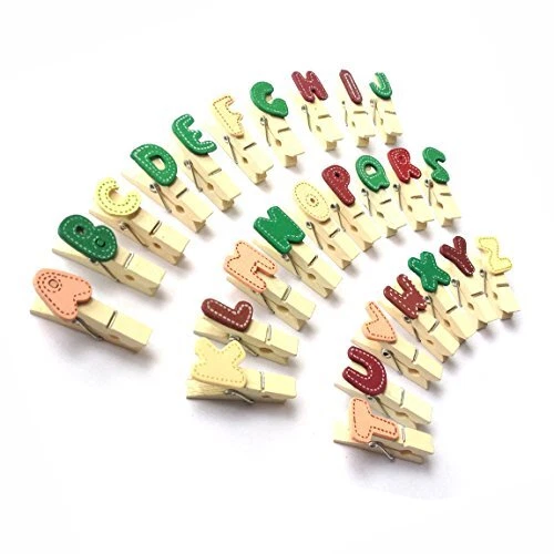 Wooden Mini Clothespins 26 Pieces Letters - Image 2 of 3