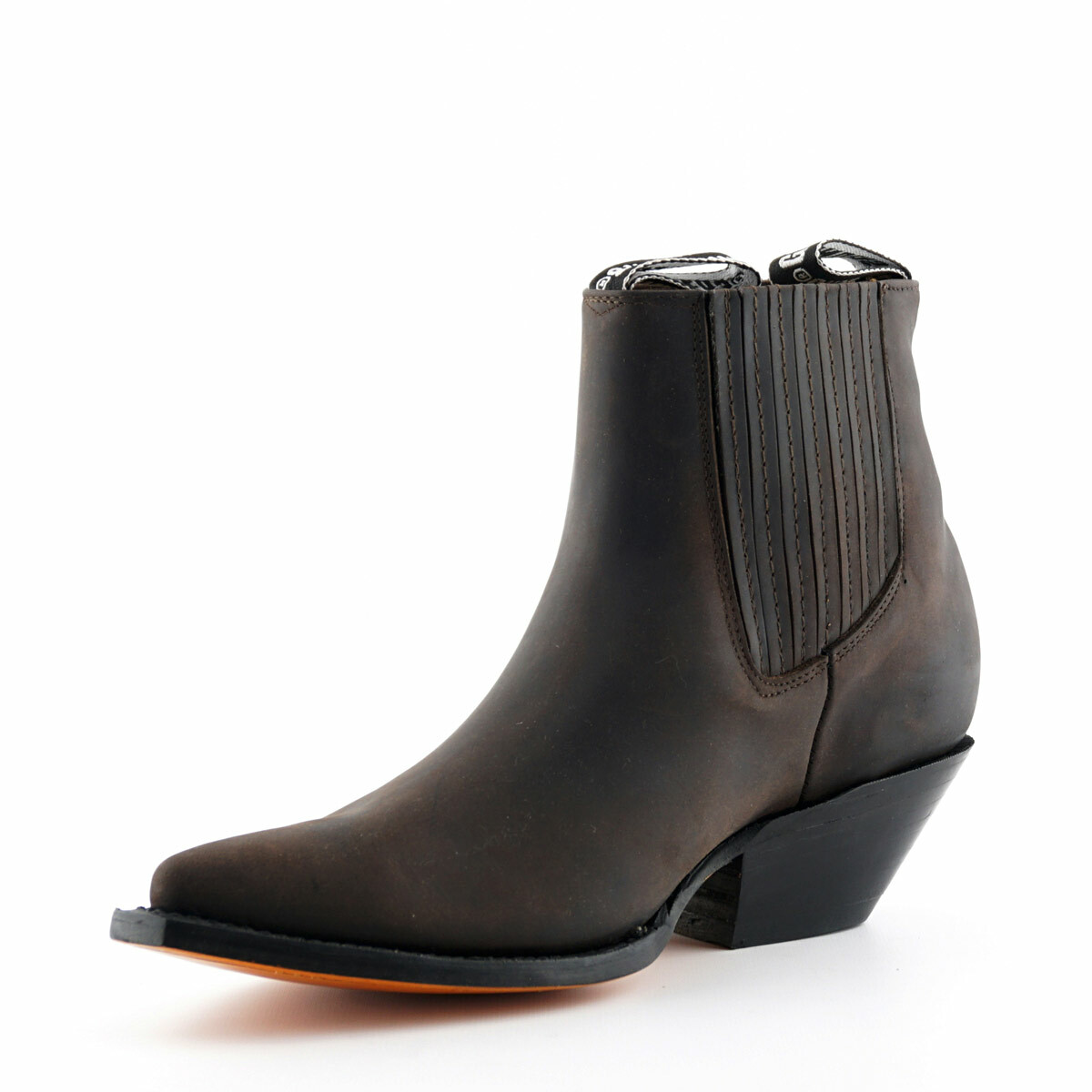 Mens Grinders Brown Mustang Leather Boots Slip On Cowboy Western