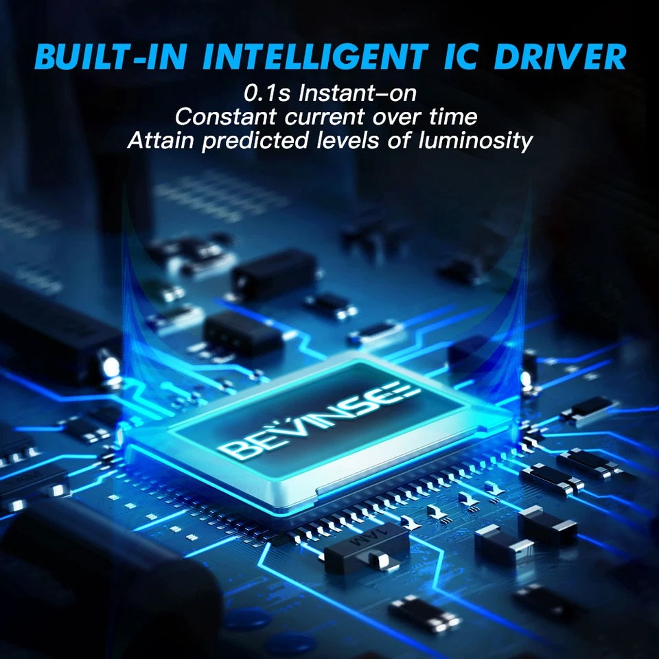 BEVINSEE 2x 9007 HB5 LED Headlight Bulbs CSP 50W 6000LM High Low Beam 6000K Kit - Image 4 of 4