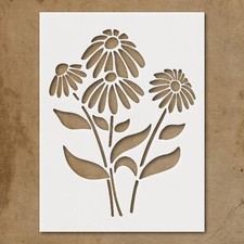 Floral Stencil Featuring Three Stylized Flowers for DIY Crafts - StencilAir