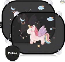 Car Window Shade for Baby, 2 Pack UV Protection Breathable Univ Color: Unicorn