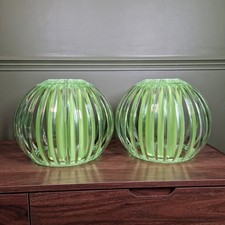 Coppia paralumi Perspex stile modernista anni 70 pendenti dita cipolla retrò verde neon