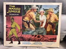 THE NAKED JUNGLE (1953) - CHARLTON HESTON | ELEANOR PARKER - AMERICAN LOBBY CARD