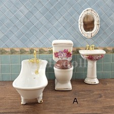 Miniature Dollhouse 1:12 Scale ceramic Bathroom Set/4pcs