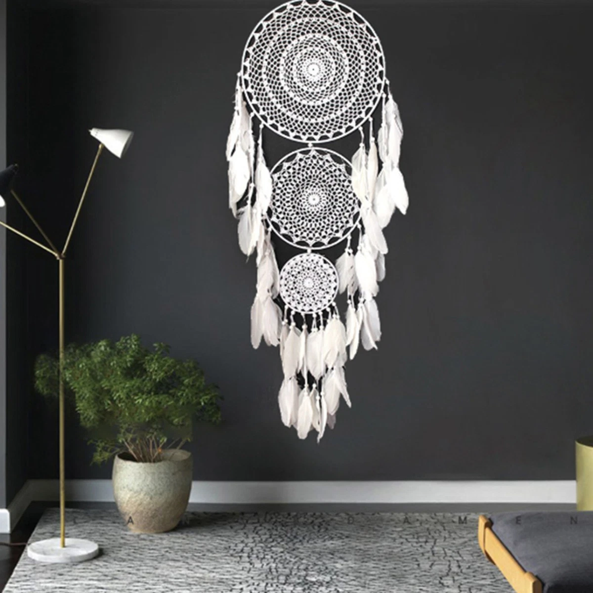 2X Extra Boho Dream Catcher with 3 Circles Macrame Hanging2413