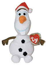 Ty Beanie Baby   OLAF   Snowman with Santa Hat Disney Frozen 6.5" MWMTs