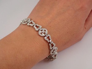 Authentic 925 Silver Unique Wide Estate Tennis Bracelet For Her 14K White Gold Plated 3CT