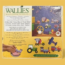 Wallies Kids Boys Wallpaper Cutouts Pre-pasted Trains Planes Trucks Set of 25