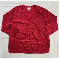Victoria  s Secret VTG Gold Label Red Tunic Kimono Night Shirt Size L Sleepwear