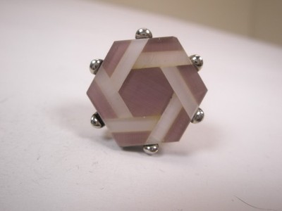 Inlaid Mosaic MOP SINGLE Vintage Cuff Link replacement lost/broken zx37