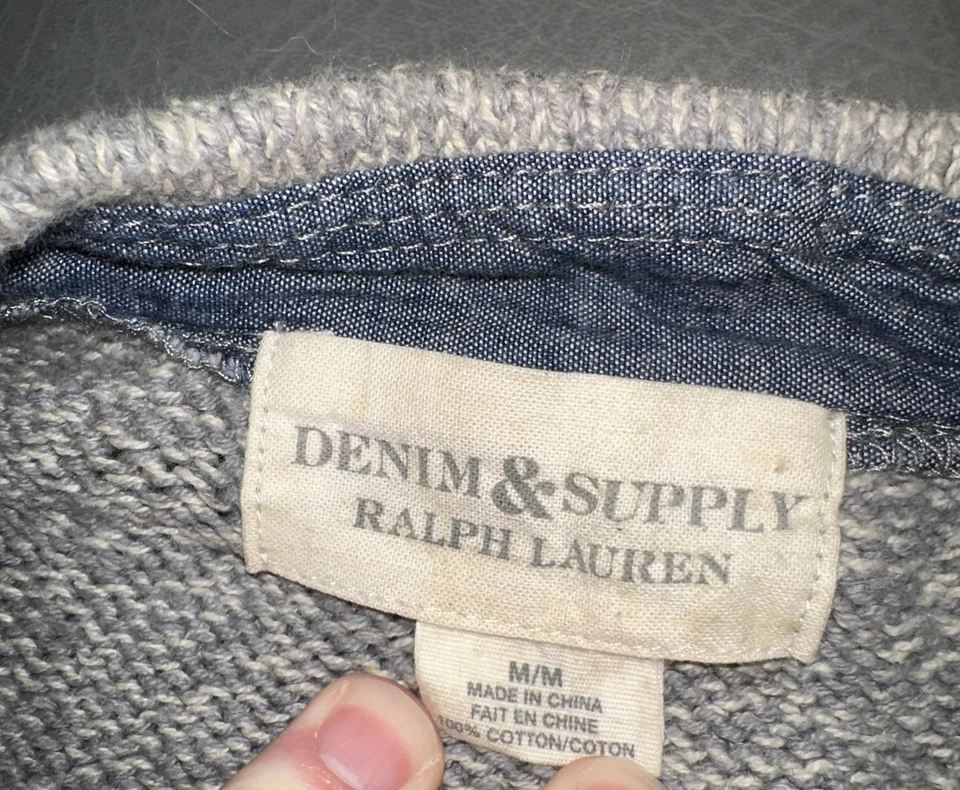 Cárdigan suéter bolsillos Denim & Supply Ralph Lauren gris medio jaspeado para hombre Foto 4 de 4