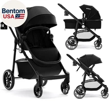 2 in 1 Baby Stroller, High Landscape Infant Stroller & Reversible Bassinet Pram,
